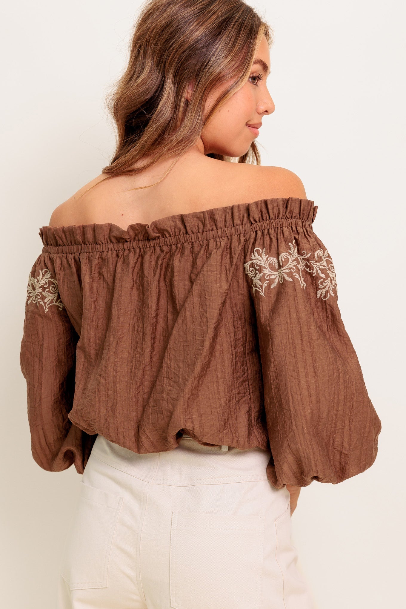 FULL SPEED AHEAD BROWN WOVEN TOP