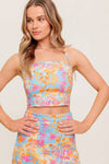 GARDEN VEIL SUNSET WOVEN TOP AND MINI SKIRT SET