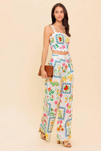MARIGOLD IVORY WOVEN TOP AND PANT SET