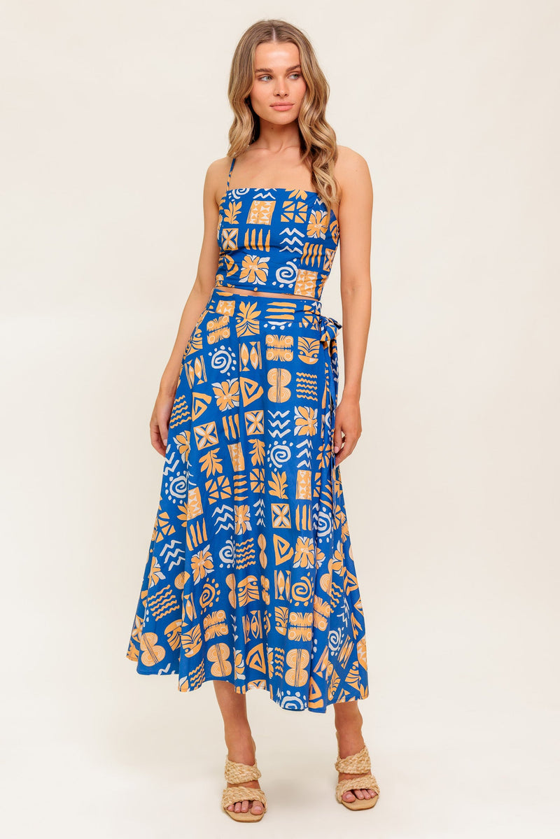 DEWDROP SILENCE WOVEN TOP AND SKIRT SET