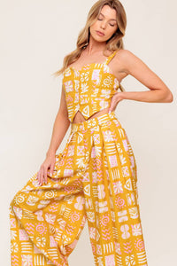 PRETTY MEADOW WOVEN TOP AND PANT SET