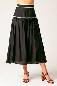 DIVIDE AND CONTOUR WOVEN TOP AND SKIRT SET