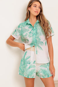 GARDEN LIGHT WOVEN TOP AND SHORT SET