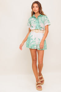 GARDEN LIGHT WOVEN TOP AND SHORT SET
