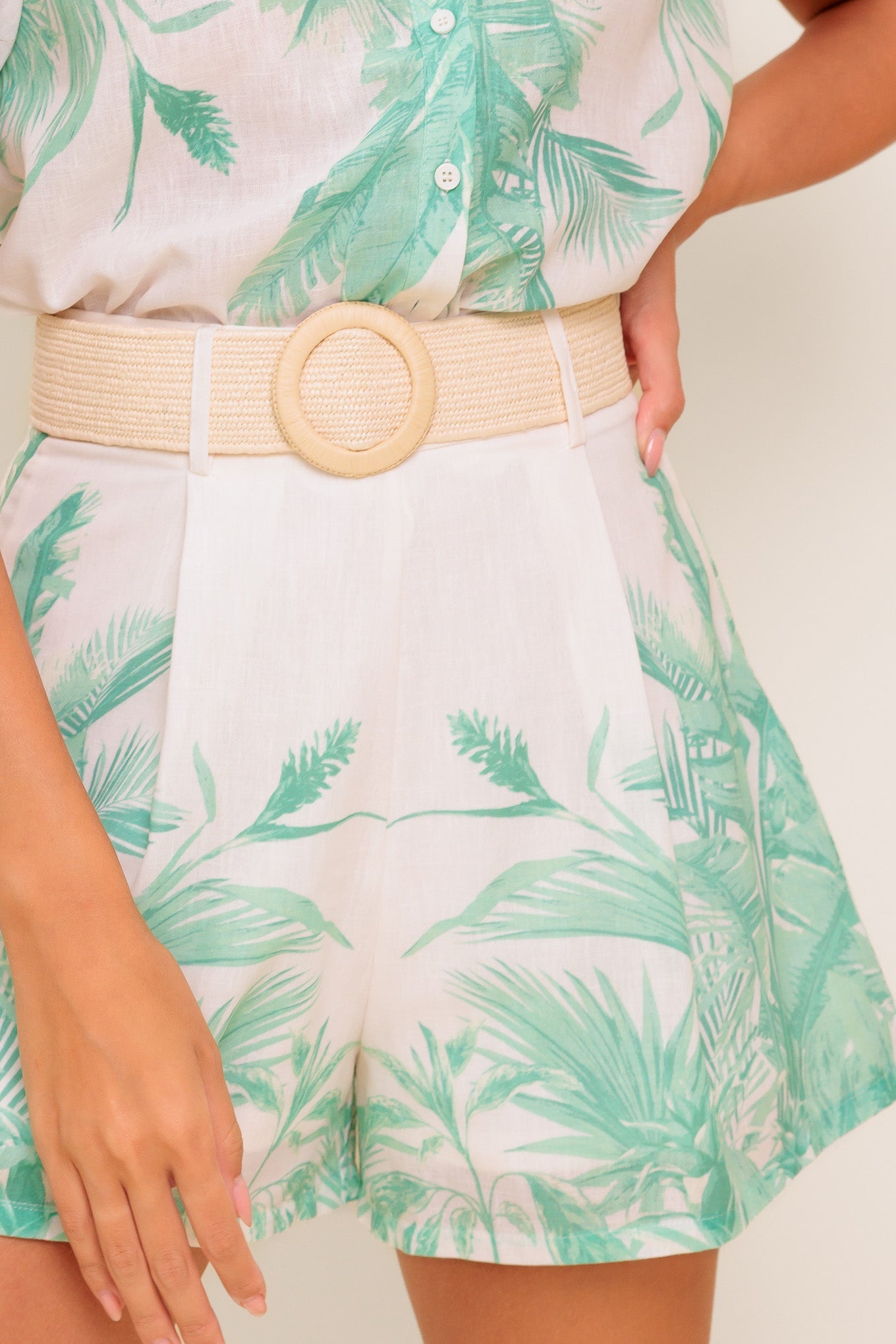 GARDEN LIGHT WOVEN TOP AND SHORT SET