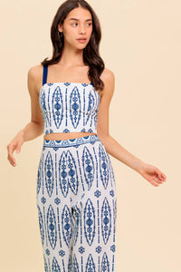 MODERN APPROACH NAVY WOVEN TOP AND PANT SET