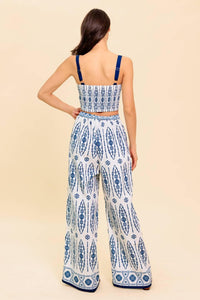 MODERN APPROACH NAVY WOVEN TOP AND PANT SET