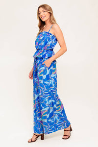 CHERISHED KISS BLUE WOVEN TOP AND PANTS SET