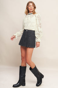 PRECIOUS LOOK IVORY WOVEN LACE TOP