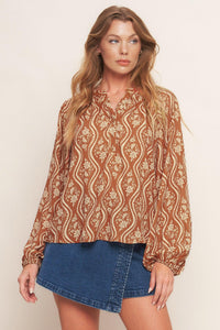 ANGELIC SWEETIE BROWN WOVEN TOP