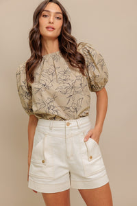 BOTANICAL LUXE WOVEN TOP