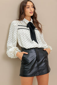 ROMANCE STITCH IVORY WOVEN TOP