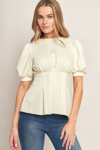 CREAM TWIST WOVEN TOP