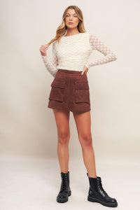 MODERN FUNCTION STRETCH KNIT LACE TOP