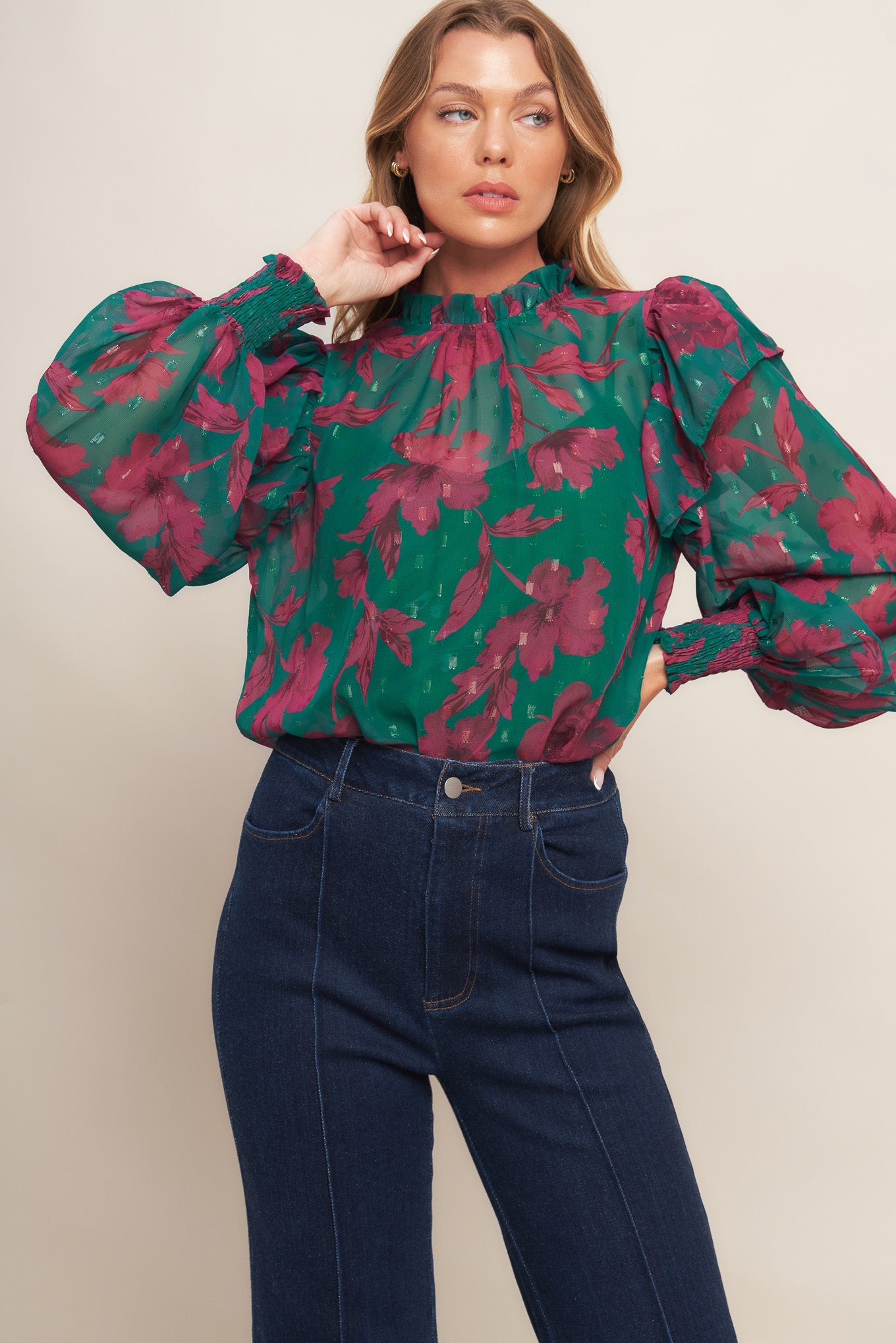 POETIC GARDEN WOVEN TOP