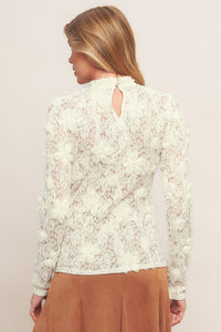 ROMANTIC SHEER FLORAL SWEATER TOP