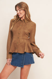 REFINED IMPRESSION FAUX SUEDE TOP