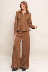 REFINED IMPRESSION FAUX SUEDE TOP