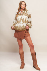 MOROCCAN SPICE IVORY WOVEN TOP
