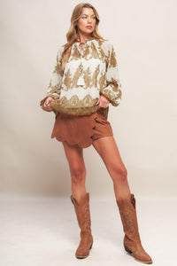 MOROCCAN SPICE IVORY WOVEN TOP