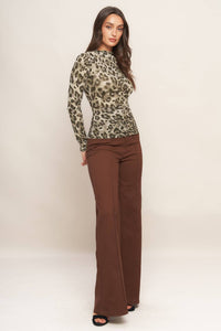 LUXE TRACE TAUPE BLACK WOVEN TOP