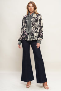 GARDEN GLAM BLACK WOVEN TOP