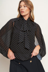 MIDNIGHT DOT CHIC WOVEN TOP