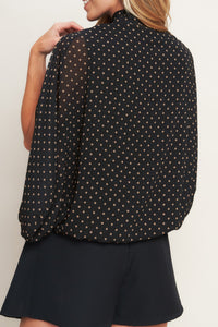 MIDNIGHT DOT CHIC WOVEN TOP