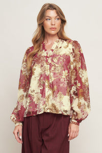 CHATEAU FLORAL WOVEN TOP