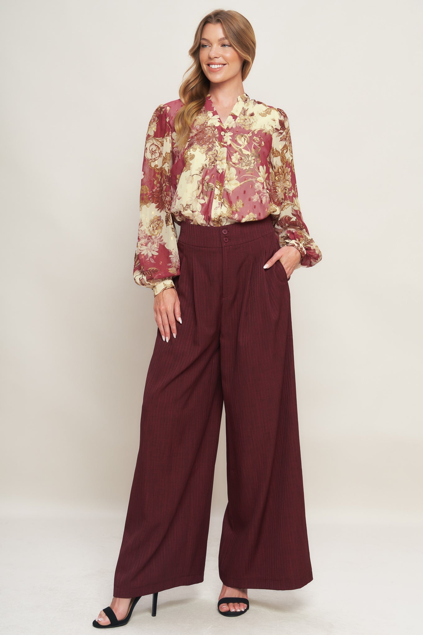 CHATEAU FLORAL WOVEN TOP