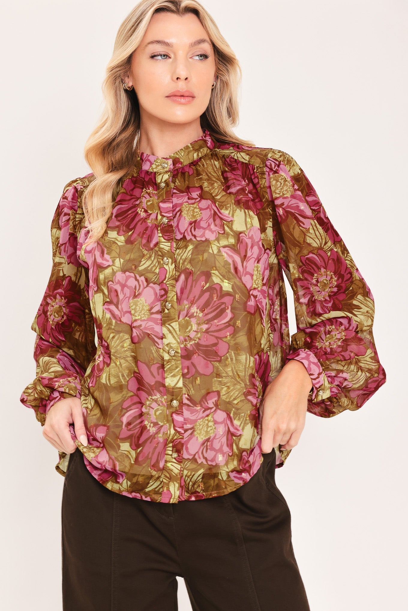 ANTIQUE FLORAL WHISPER WOVEN TOP
