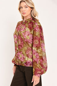ANTIQUE FLORAL WHISPER WOVEN TOP