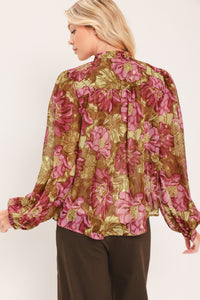 ANTIQUE FLORAL WHISPER WOVEN TOP