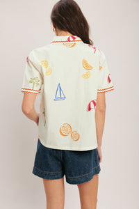BEACH DAY CITRUS WOVEN TOP