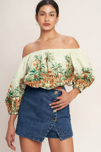 ISLAND TIME ONLY WOVEN CROP TOP