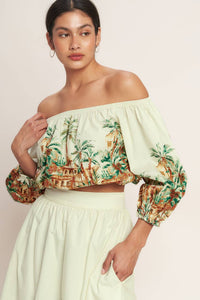 ISLAND TIME ONLY WOVEN CROP TOP