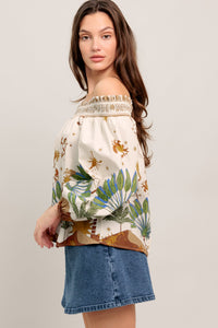 SUNLIT GARDEN WOVEN OFF SHOULDER TOP