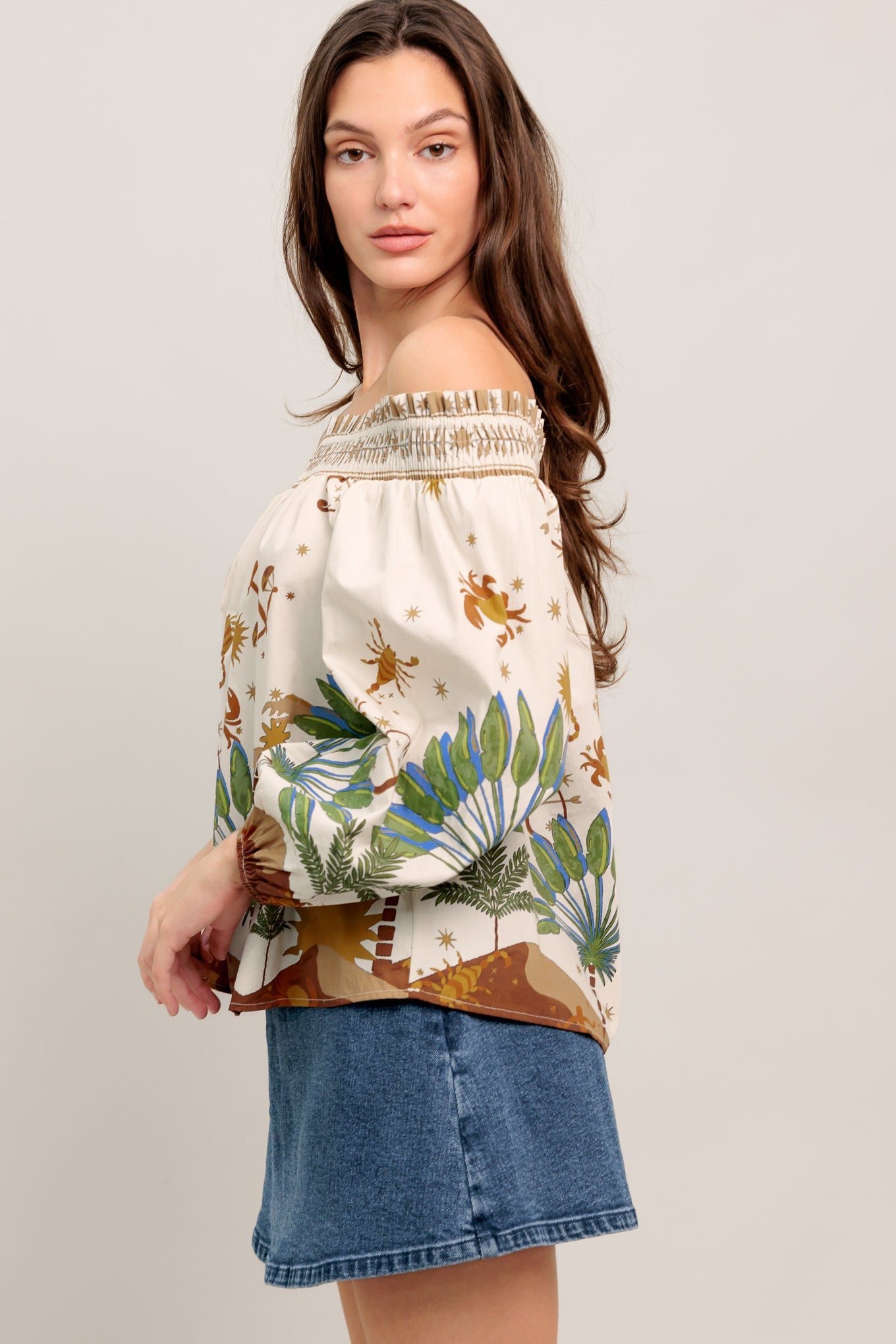 SUNLIT GARDEN WOVEN OFF SHOULDER TOP