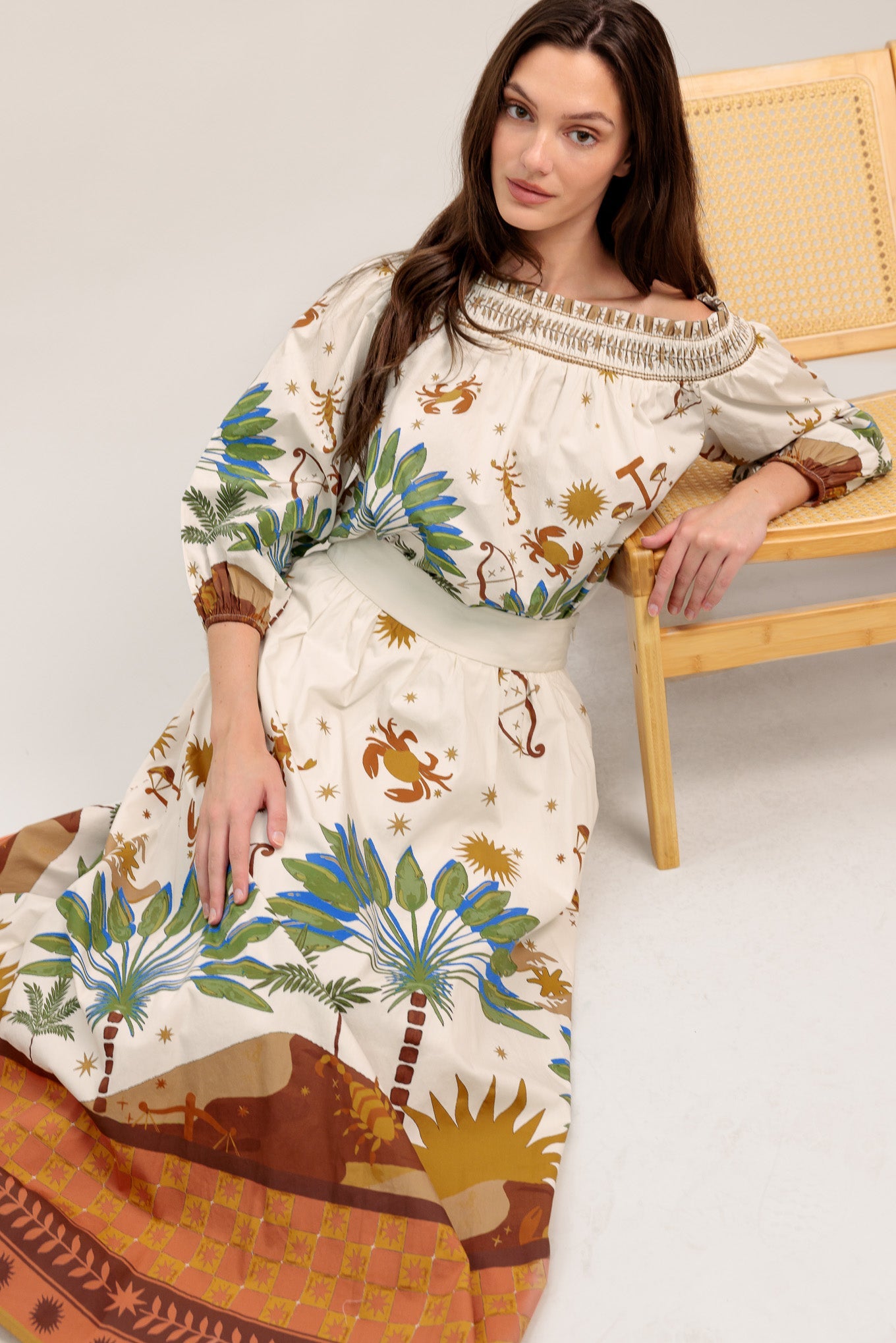 SUNLIT GARDEN WOVEN OFF SHOULDER TOP