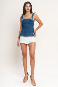 SWEET DENIM PEPLUM TOP