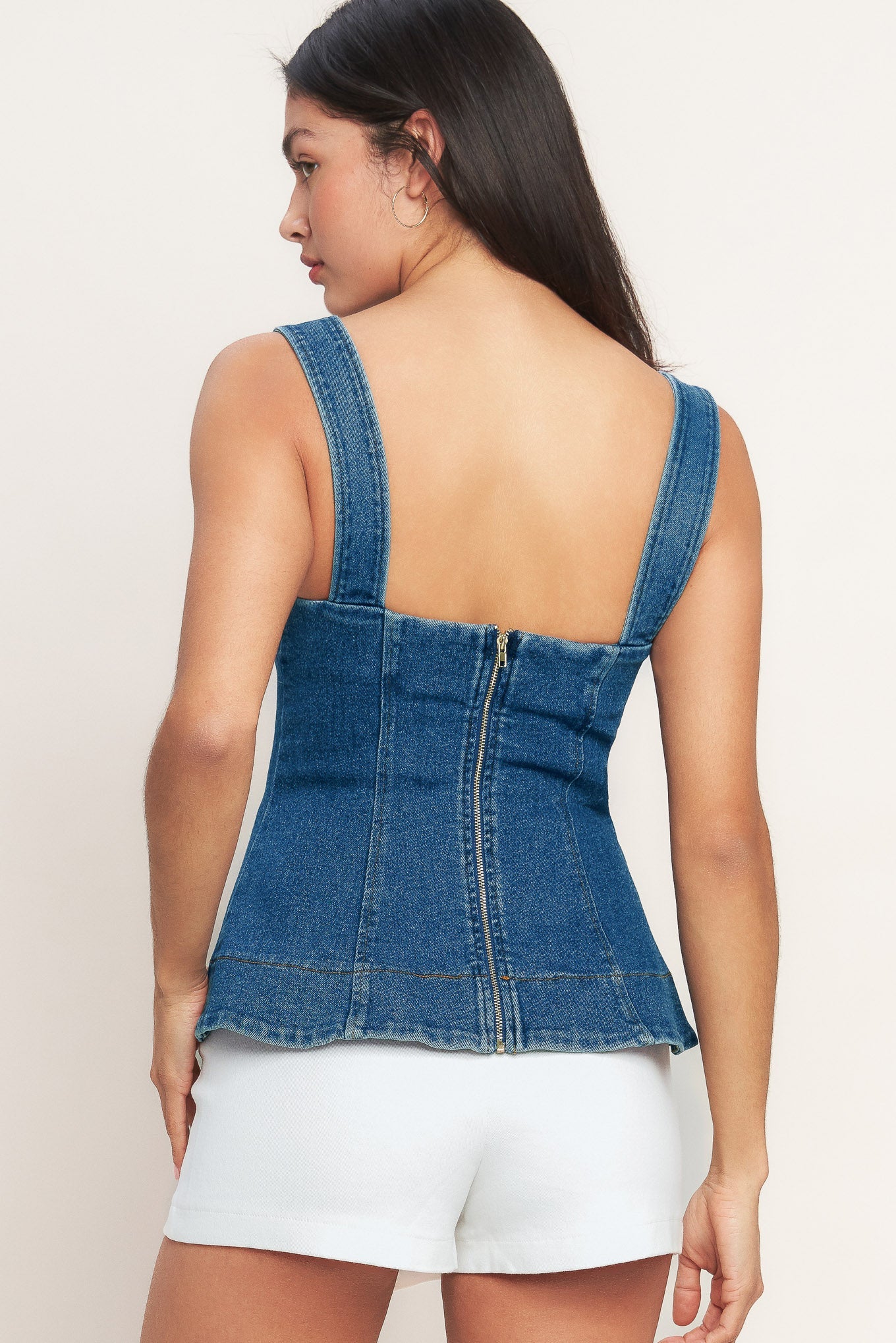 SWEET DENIM PEPLUM TOP