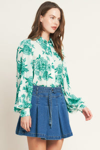 BOTANICAL POP WOVEN TOP