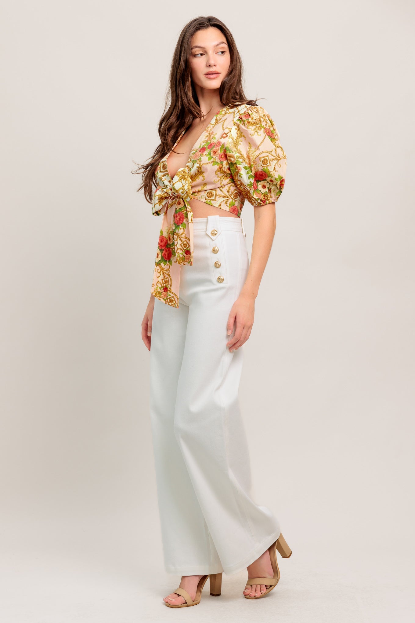 PALACE ROSE STATEMENT WOVEN CROP TOP