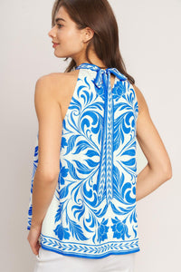COASTAL CHARM HALTER WOVEN TOP