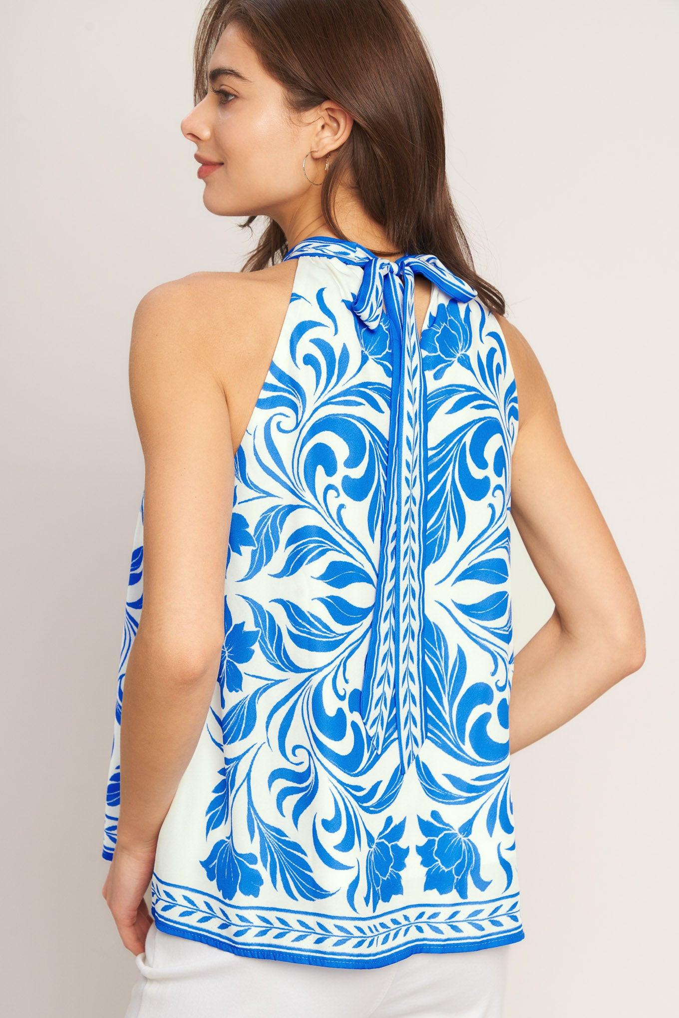 COASTAL CHARM HALTER WOVEN TOP