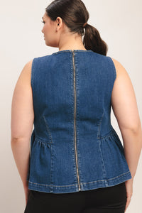 MODERN FLOUNCE DENIM TOP