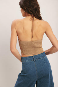 CARAMEL COAST WOVEN CROP TOP
