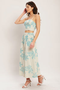 LAGOON BLOSSOM WOVEN TOP AND SKIRT