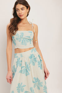 LAGOON BLOSSOM WOVEN TOP AND SKIRT