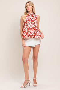 SUNSET BLOOM WOVEN TOP